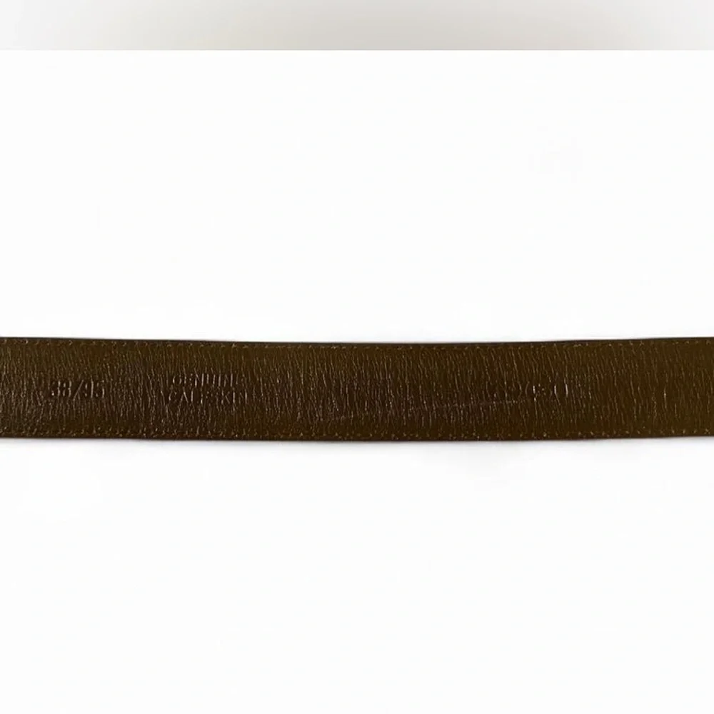 Black Genuine Leather Belt Solid Brass Buckle Size 38 Vintage